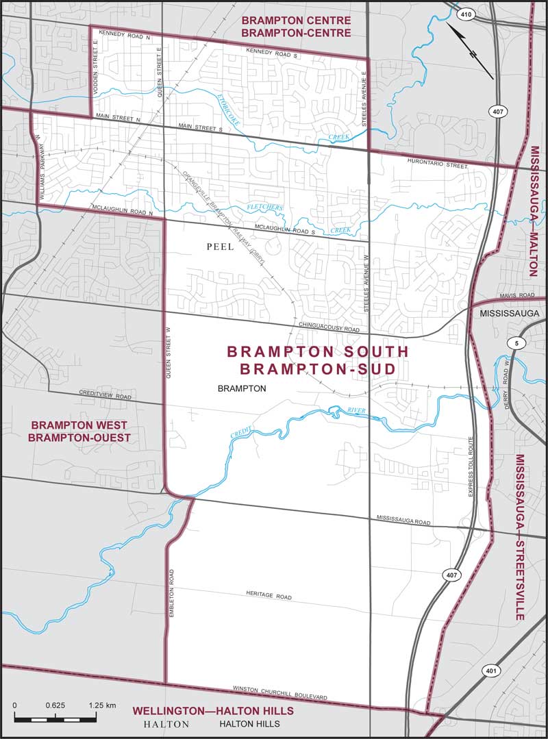 Map of Brampton South electoral district