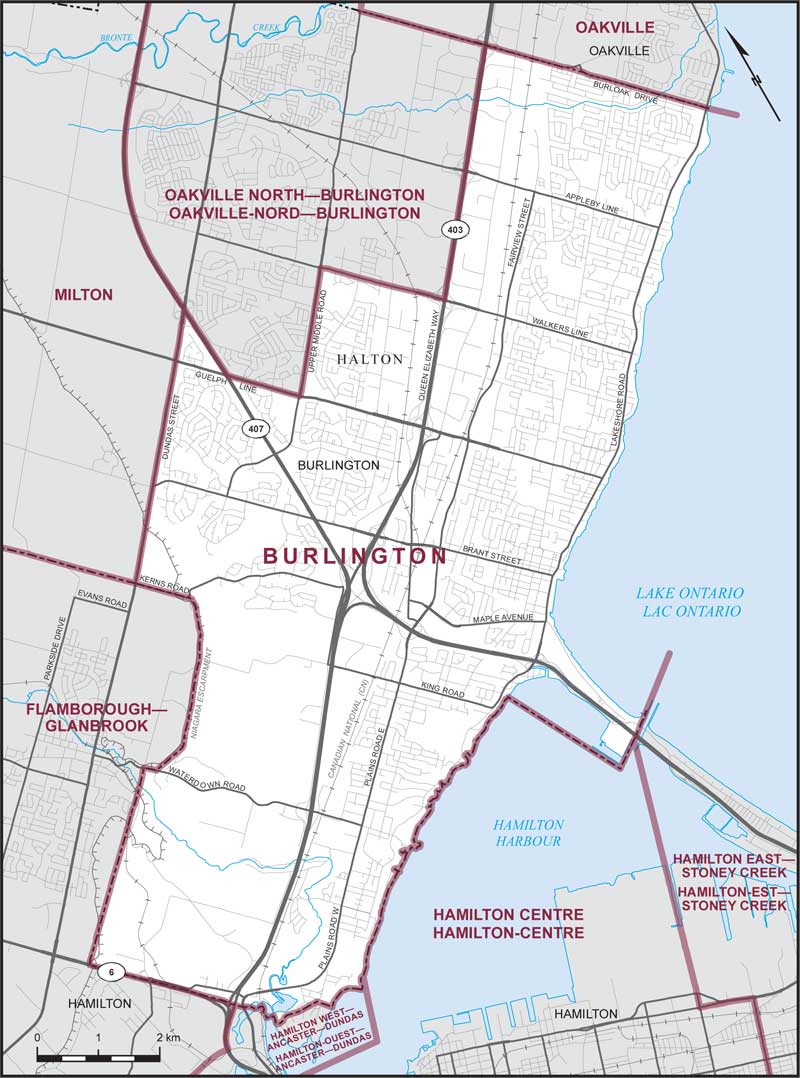 Map of Burlington electoral district