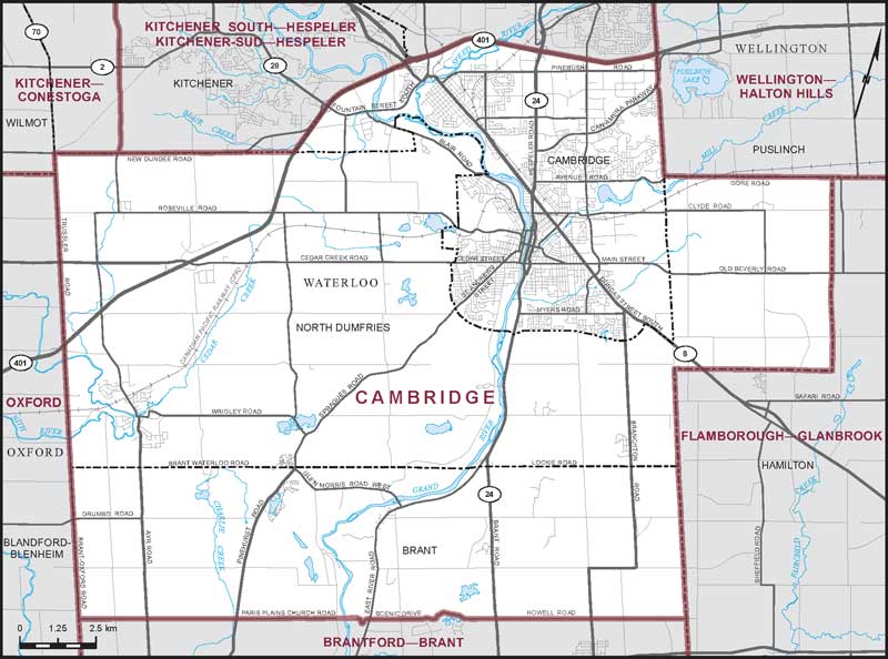 Map of Cambridge electoral district
