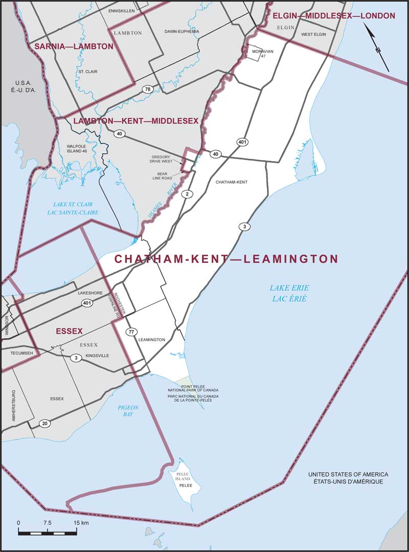 Map of Chatham-Kent—Leamington electoral district