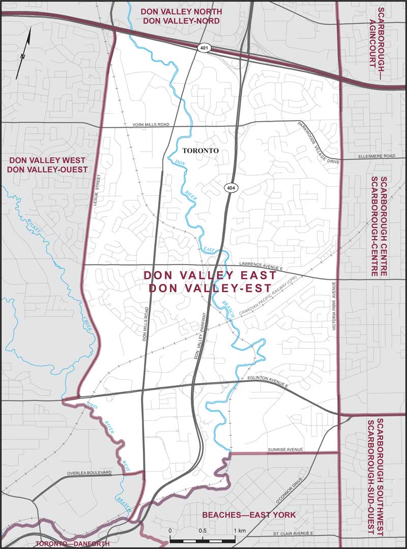 Map of Don Valley East electoral district