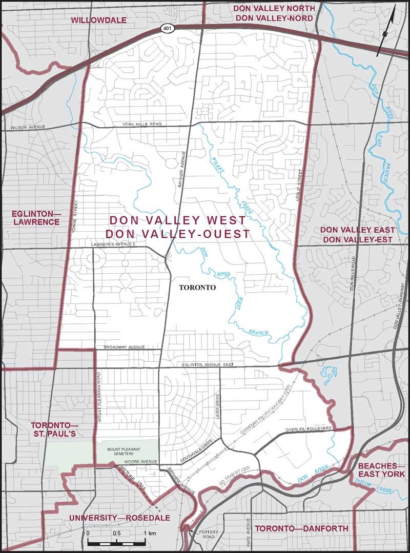 Map of Don Valley West electoral district