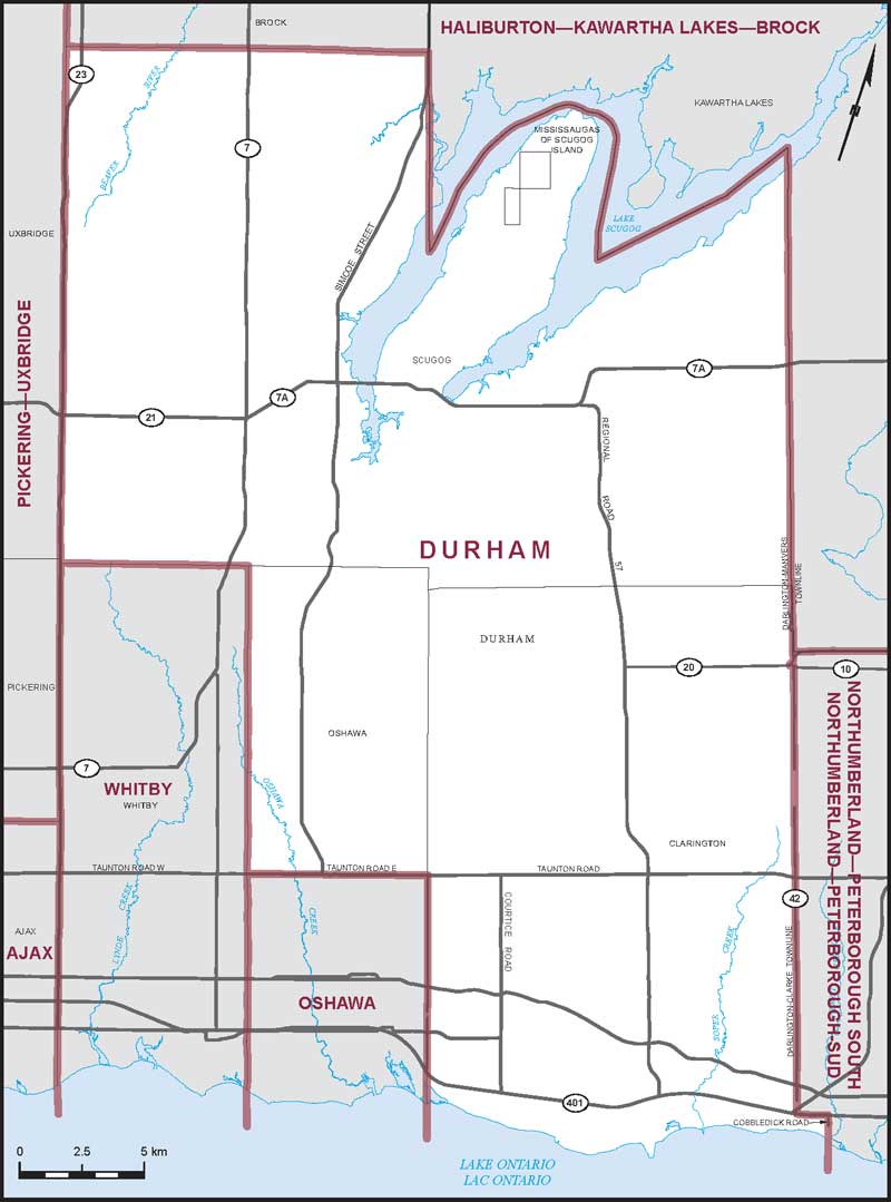 Map of Durham electoral district