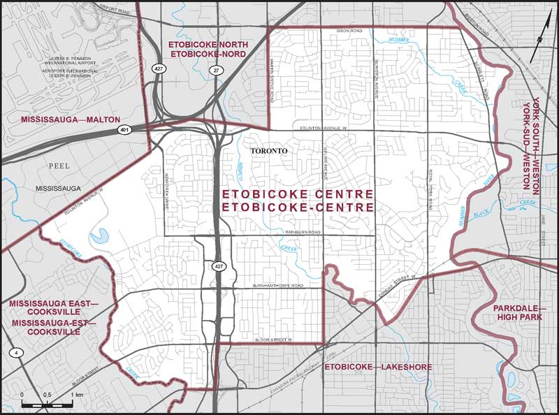 Map of Etobicoke Centre electoral district