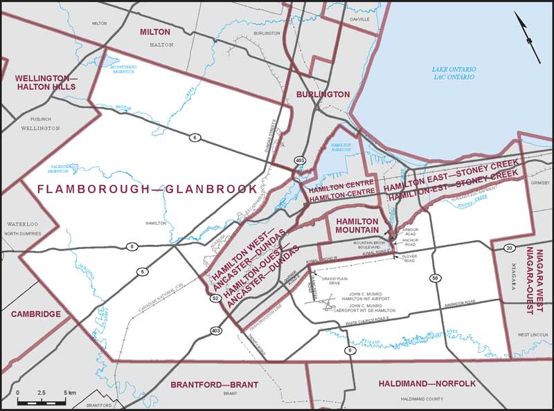 Map of Flamborough—Glanbrook electoral district