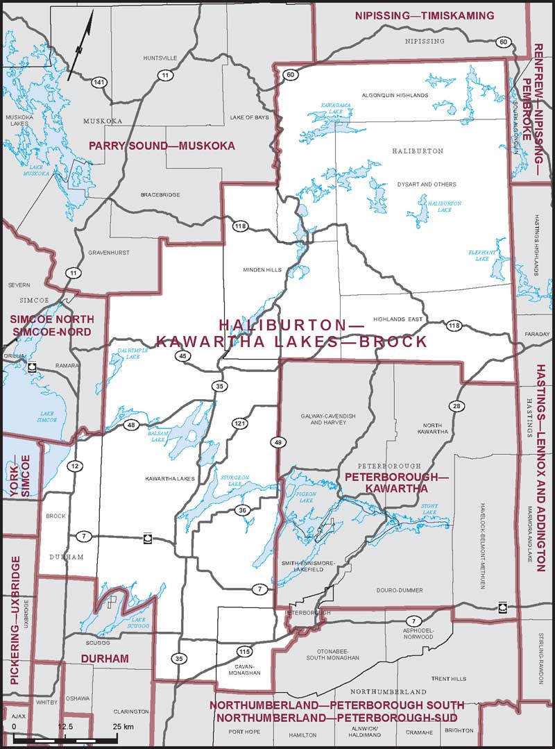 Map of Haliburton—Kawartha Lakes—Brock electoral district