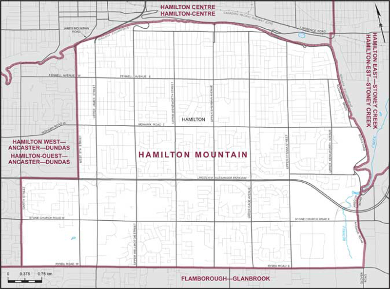 Map of Hamilton Mountain electoral district