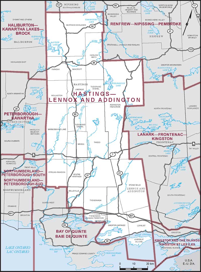 Map of Hastings—Lennox and Addington electoral district