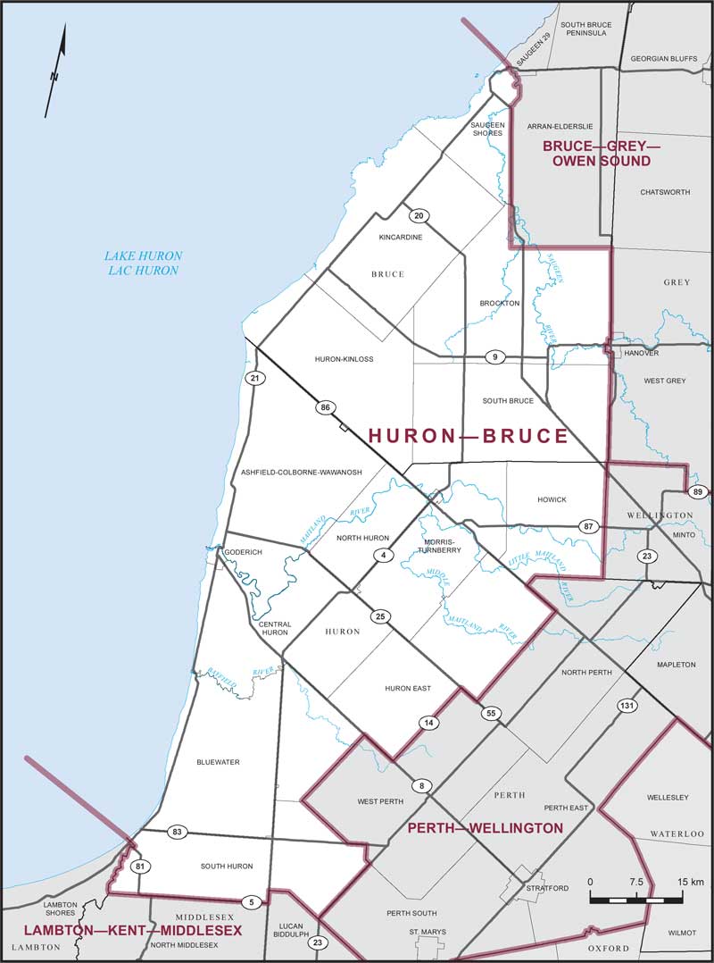 Map of Huron—Bruce electoral district