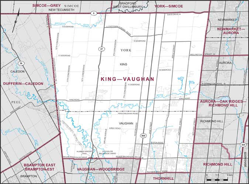 Map of King—Vaughan electoral district