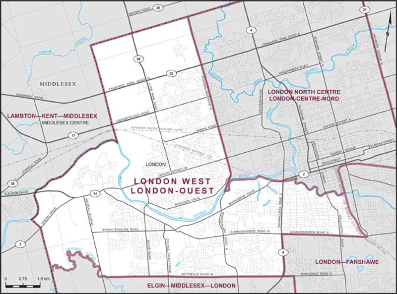 Map of London West electoral district