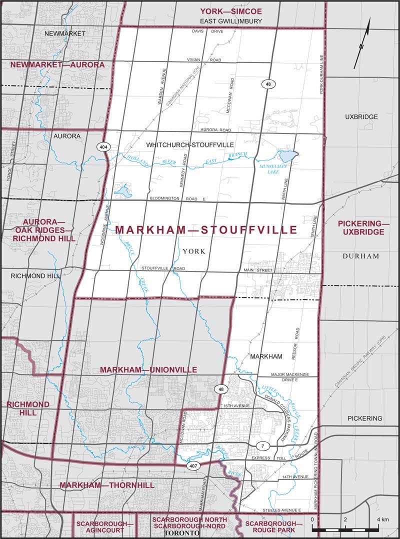 Map of Markham—Stouffville electoral district