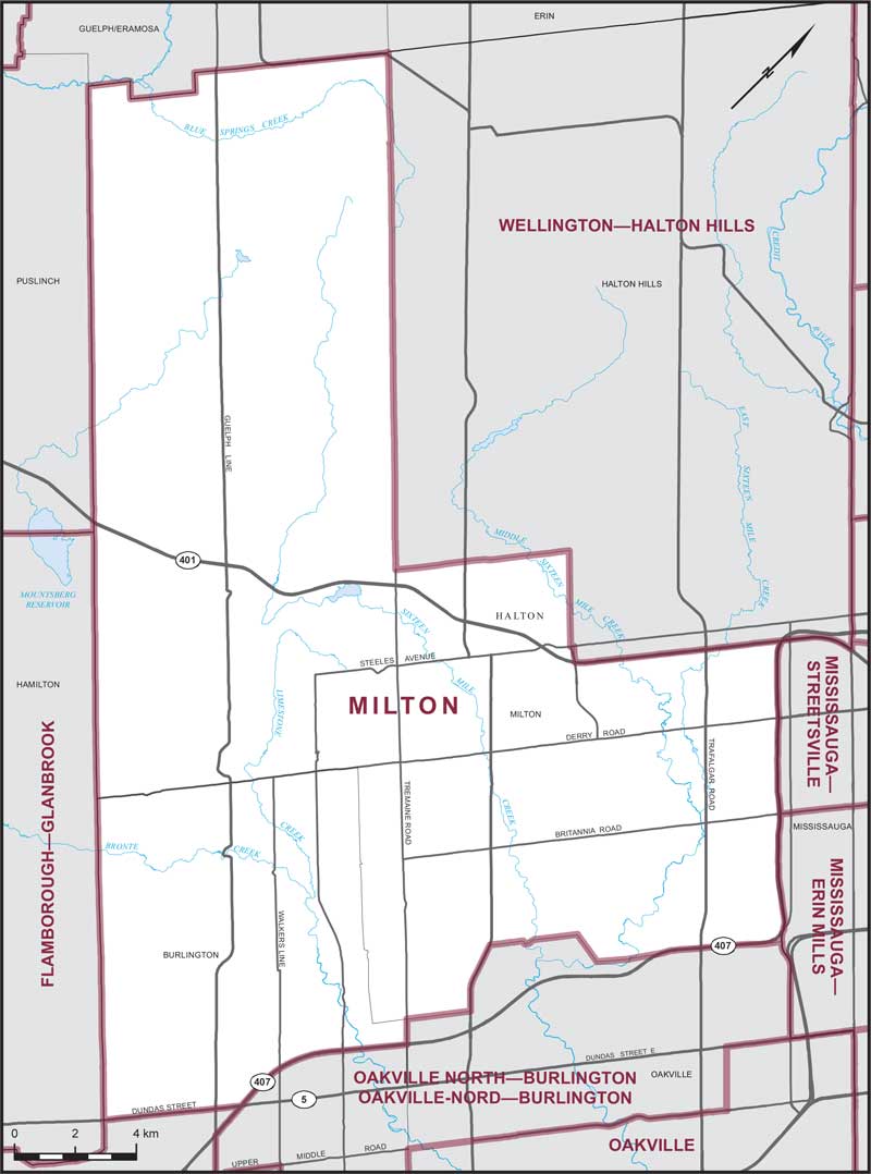 Map of Milton electoral district
