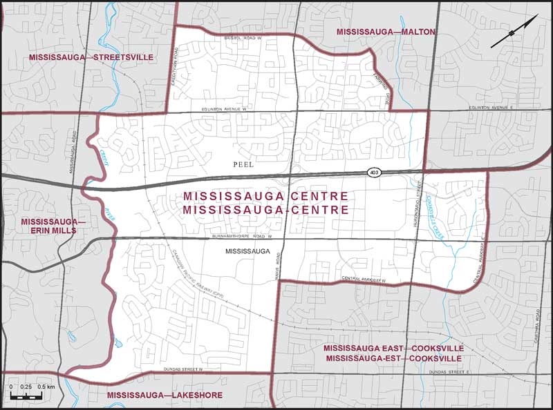 Map of Mississauga Centre electoral district
