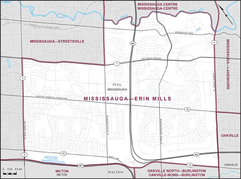 Map of Mississauga—Erin Mills electoral district