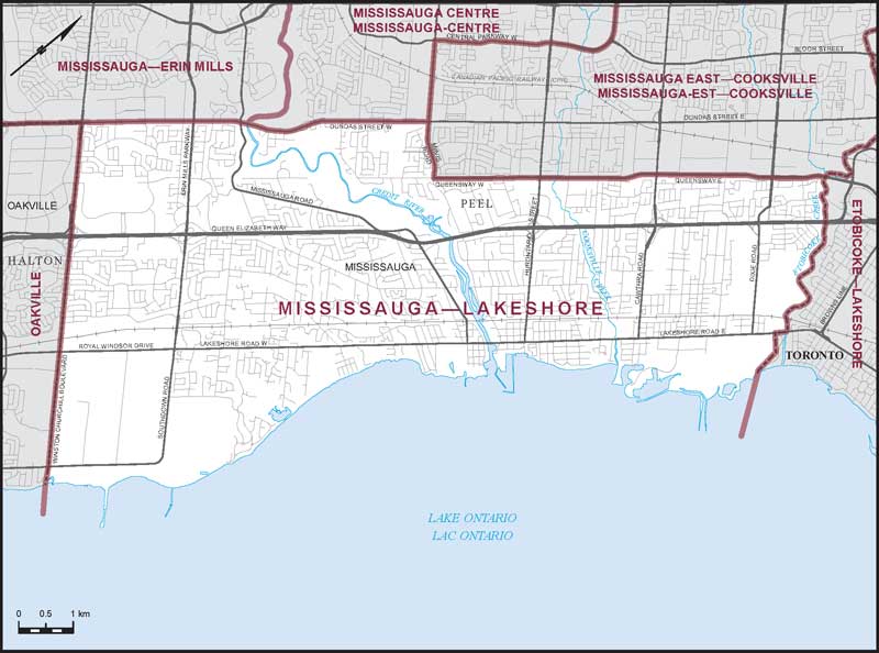 Map of Mississauga—Lakeshore electoral district