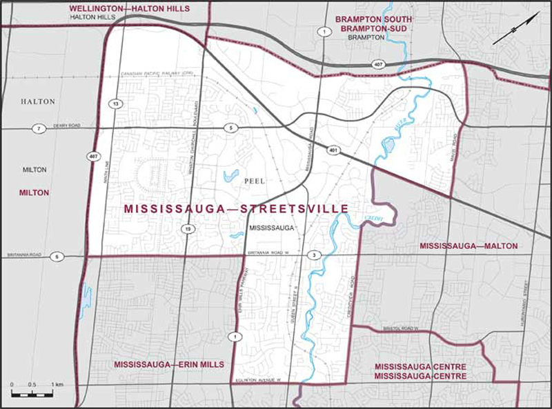 Map of Mississauga—Streetsville electoral district