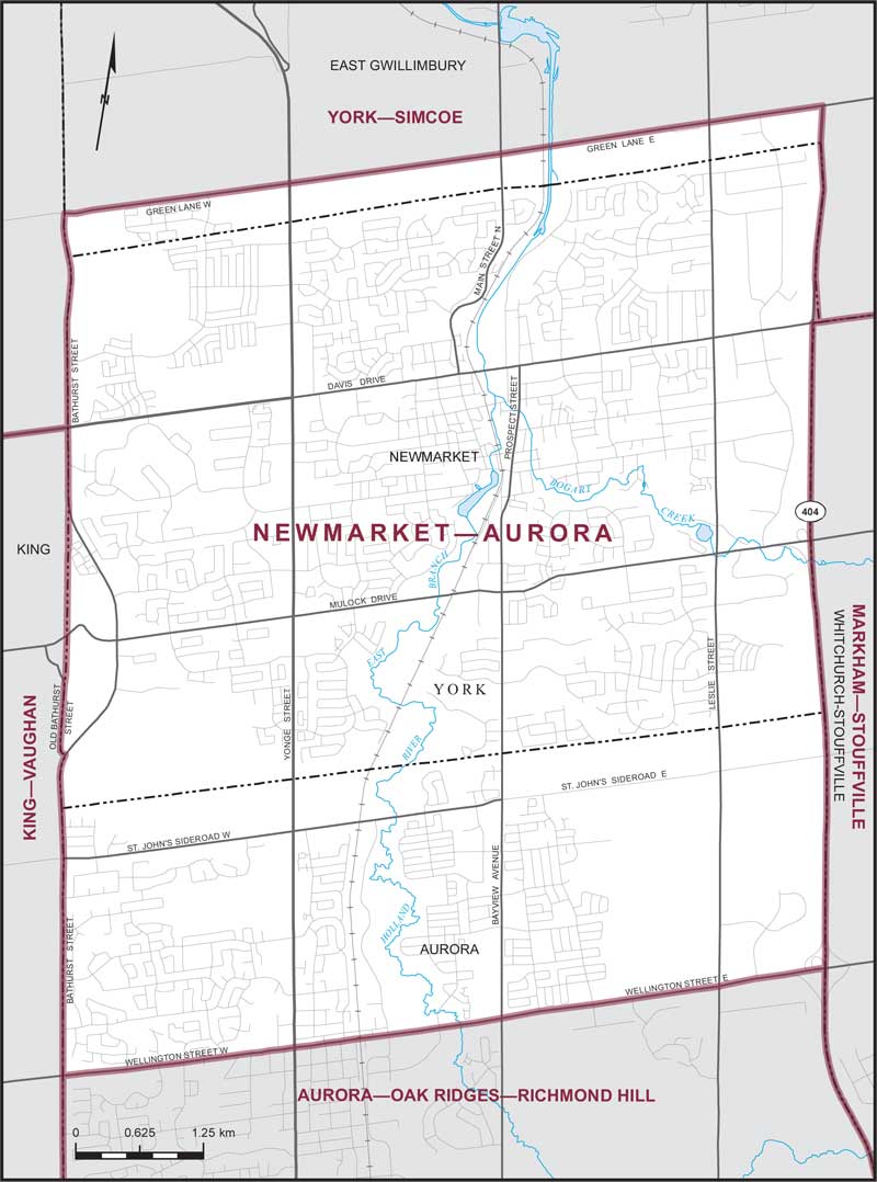 Map of Newmarket—Aurora electoral district