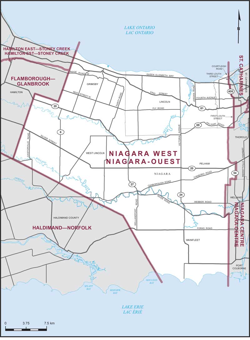 Map of Niagara West electoral district