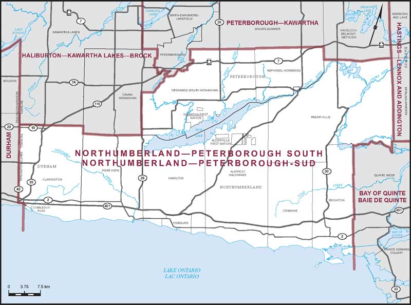 Map of Northumberland—Peterborough South electoral district