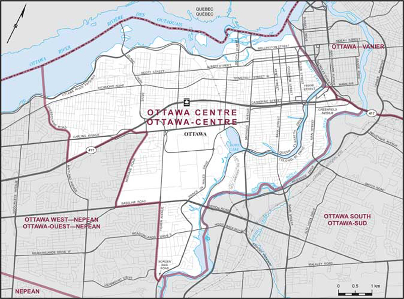 Map of Ottawa Centre electoral district