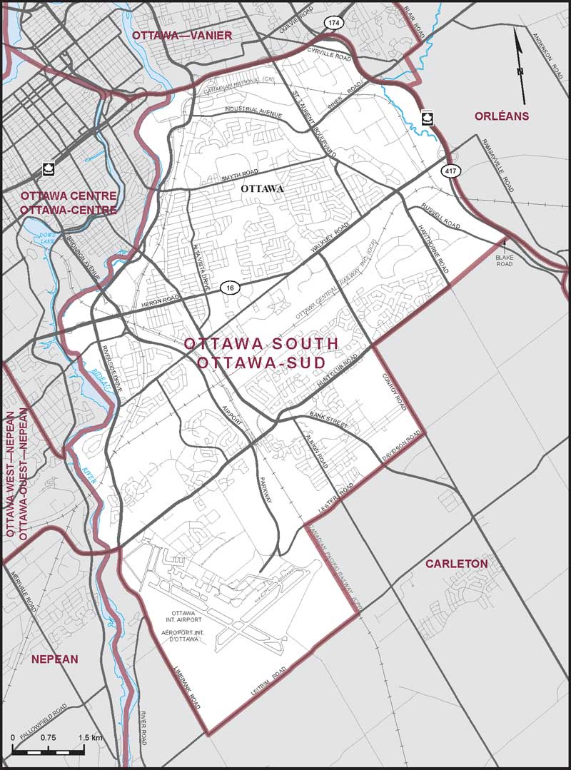 Map of Ottawa South electoral district