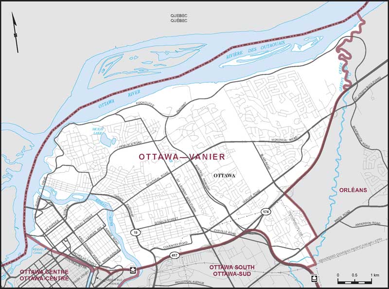 Map of Ottawa—Vanier electoral district