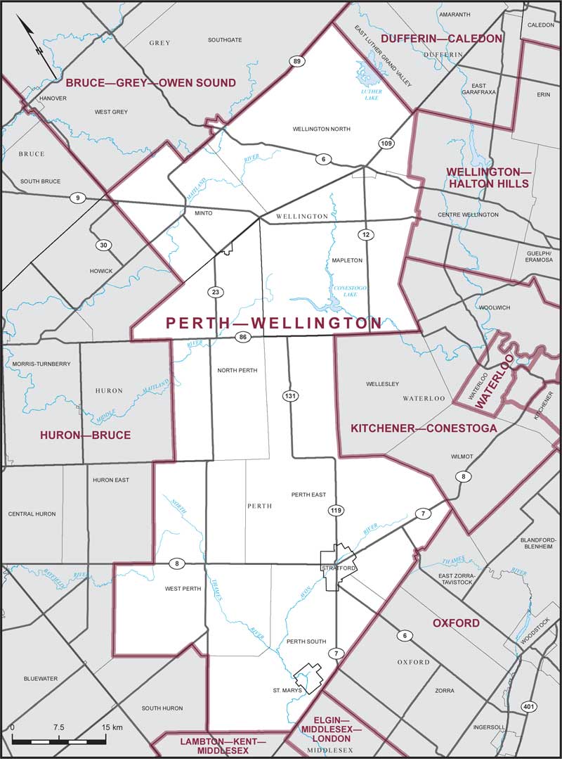 Map of Perth—Wellington electoral district