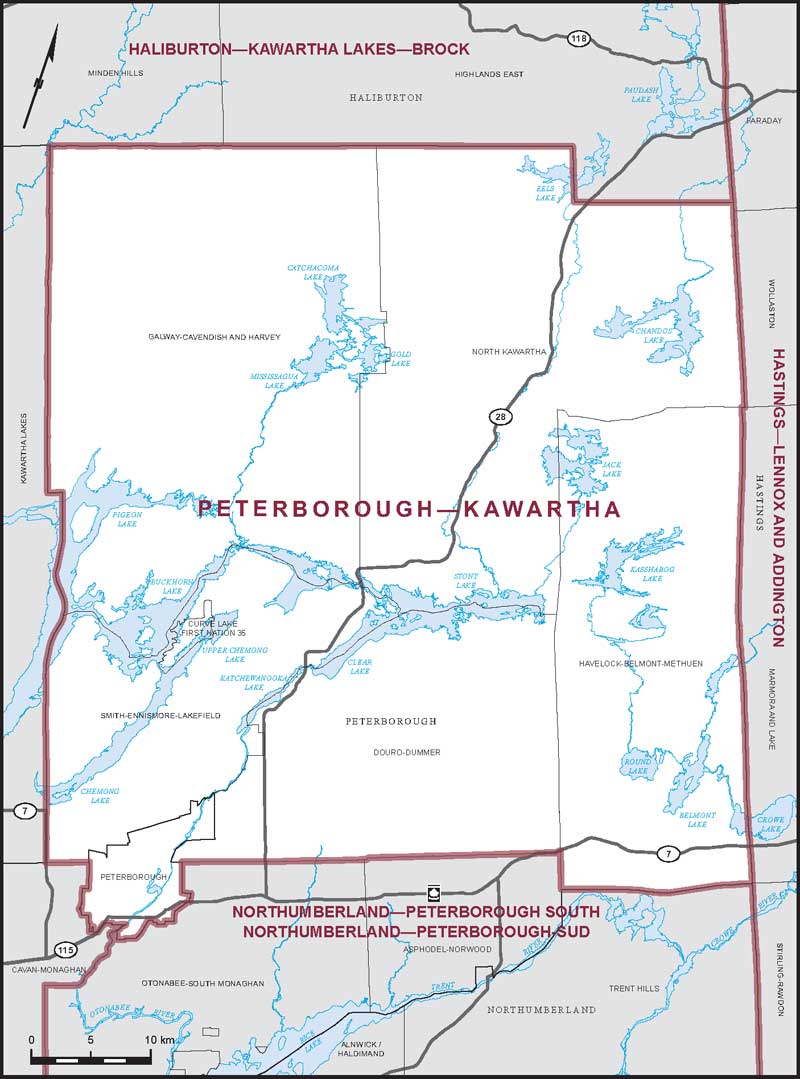 Map of Peterborough—Kawartha electoral district