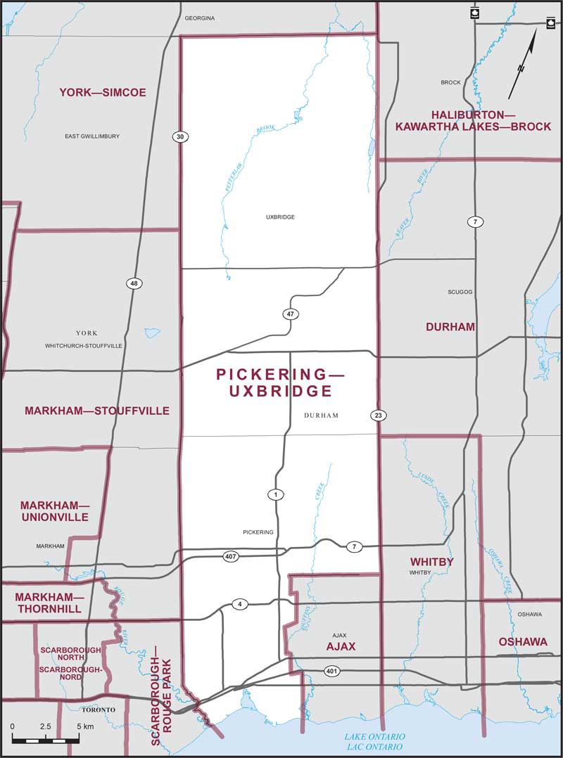 Map of Pickering—Uxbridge electoral district