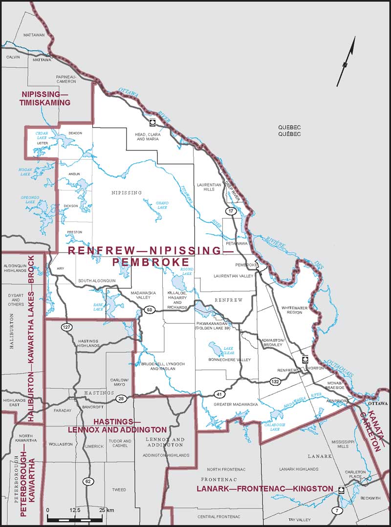Map of Renfrew—Nipissing—Pembroke electoral district