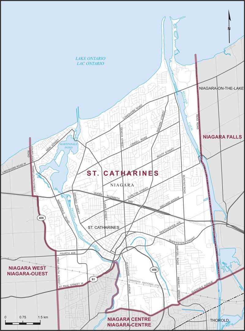 Map of St. Catharines electoral district