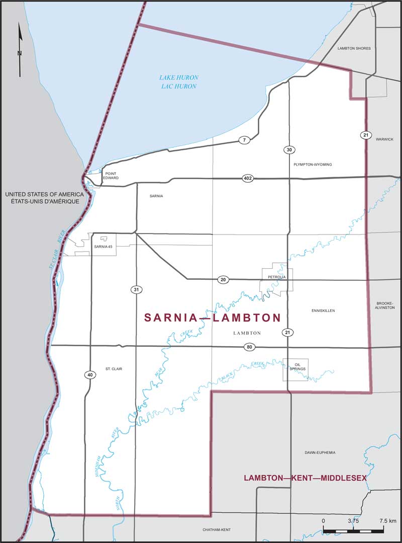 Map of Sarnia—Lambton electoral district