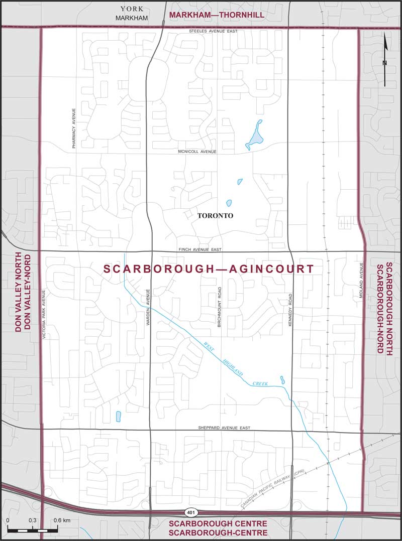 Map of Scarborough—Agincourt electoral district