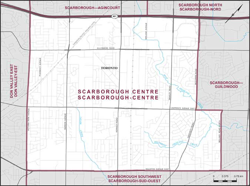 Map of Scarborough Centre electoral district