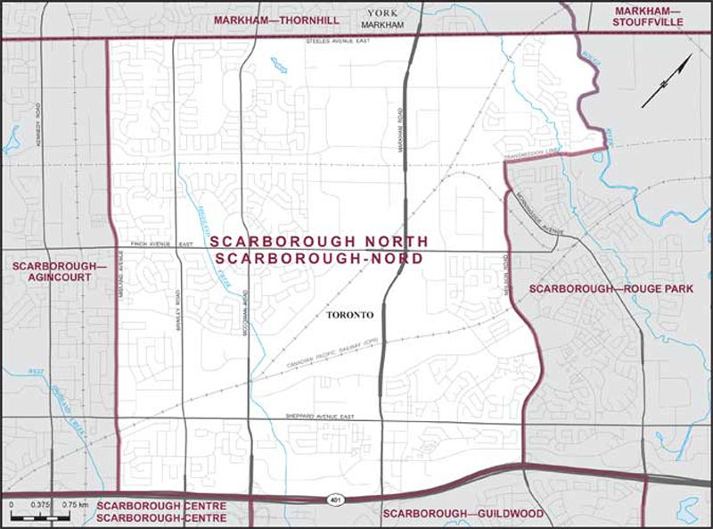 Map of Scarborough North electoral district