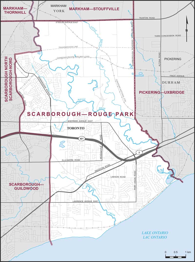 Map of Scarborough—Rouge Park electoral district