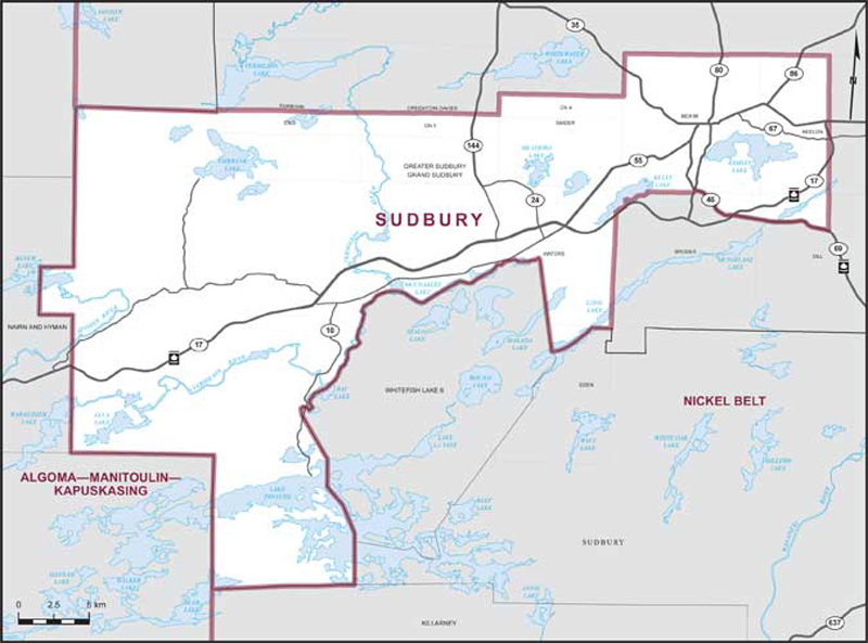 Map of Sudbury electoral district