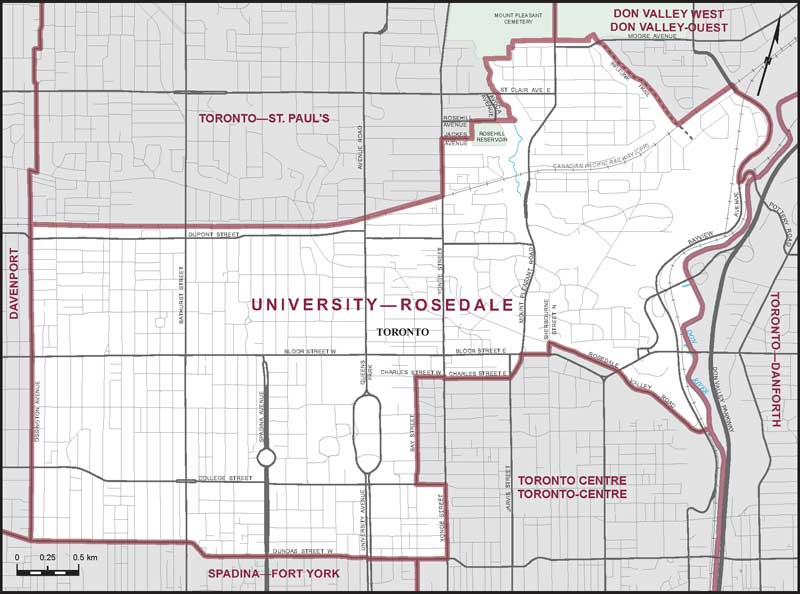 Map of University—Rosedale electoral district