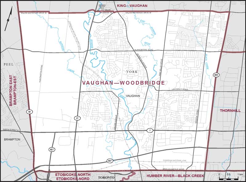 Map of Vaughan—Woodbridge electoral district