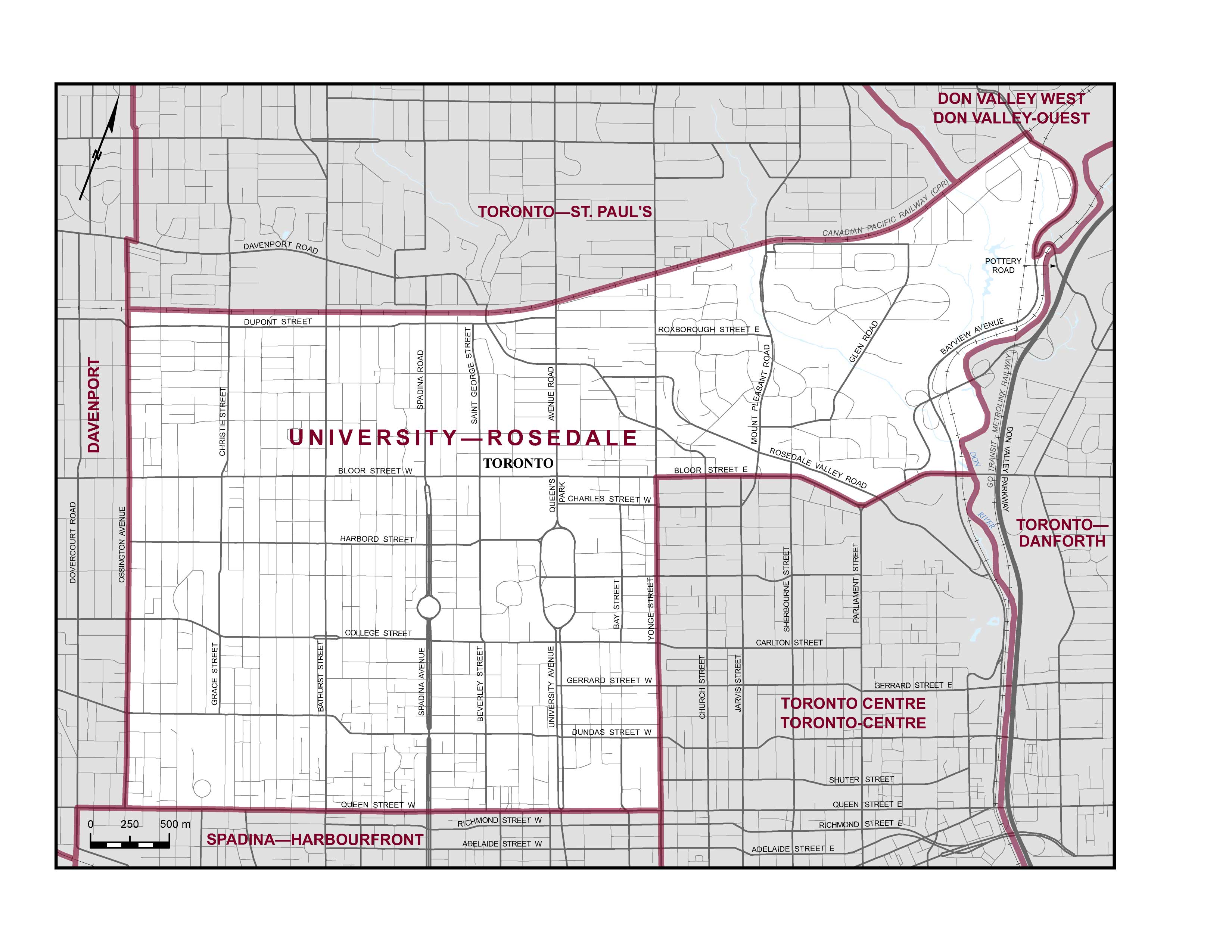 Map of University—Rosedale electoral district