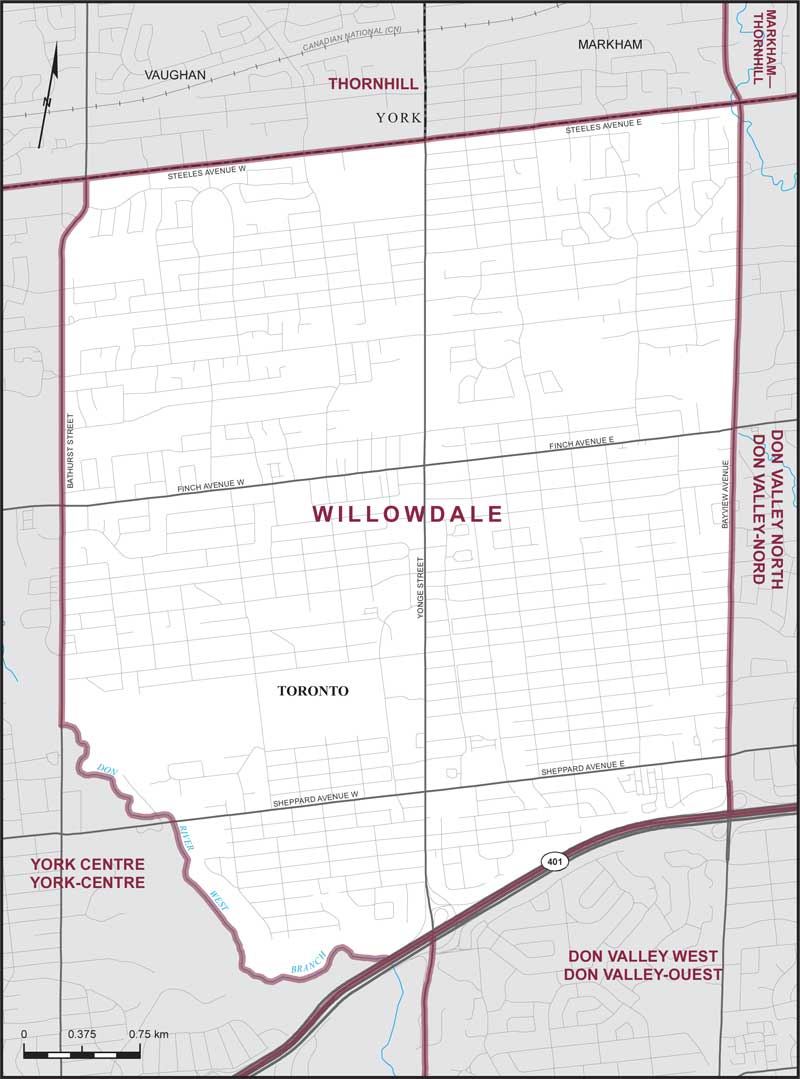 Map of Willowdale electoral district