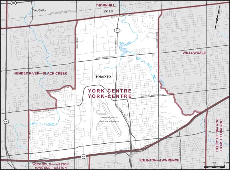Map of York Centre electoral district