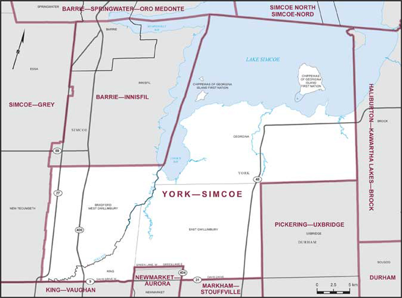 Map of York—Simcoe electoral district