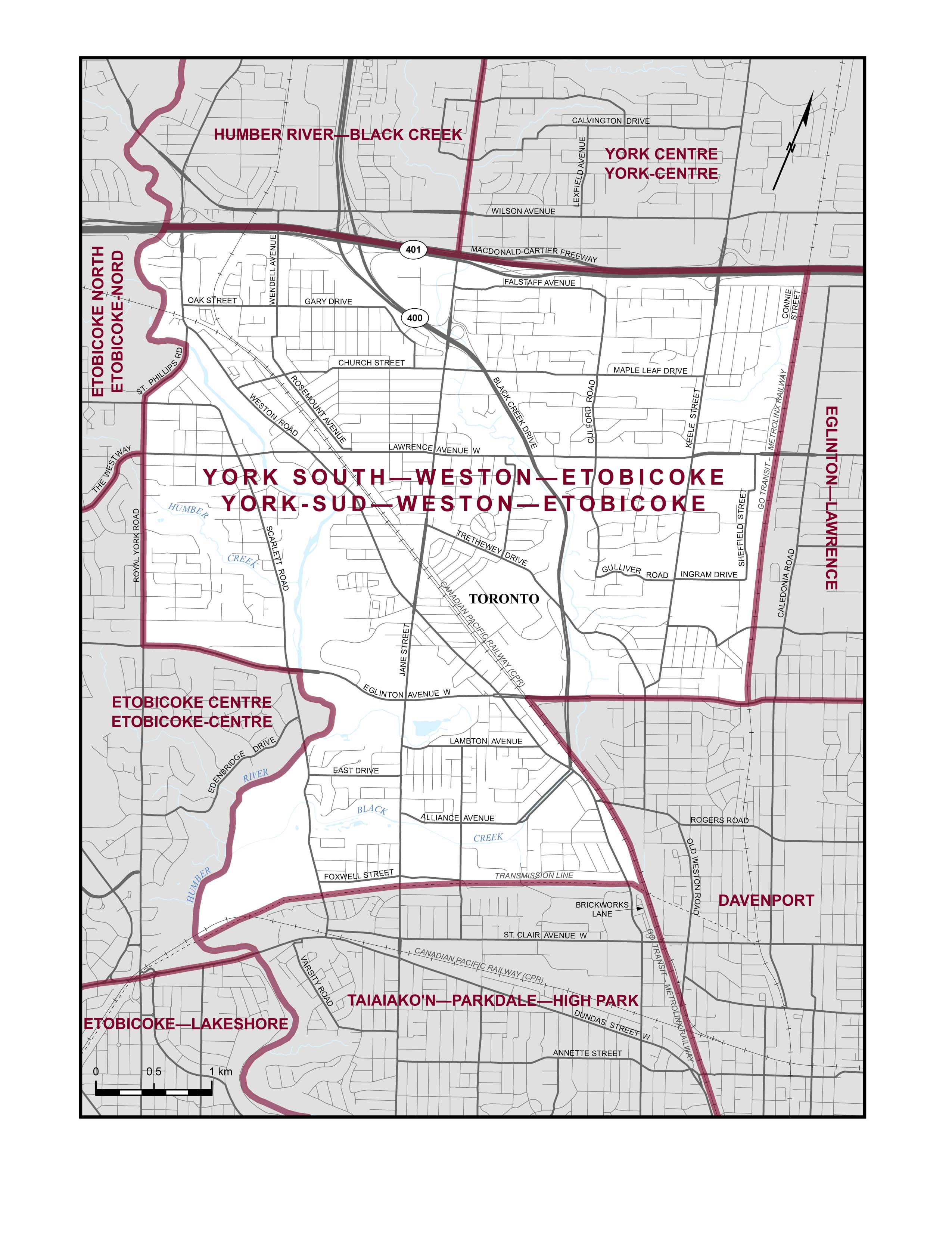 Map of York South—Weston—Etobicoke electoral district