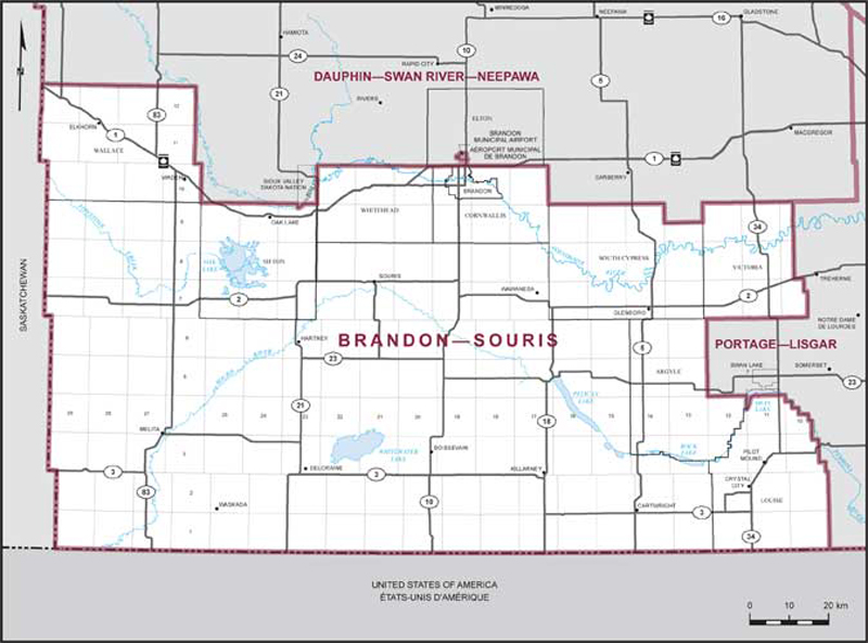 Map of Brandon—Souris electoral district
