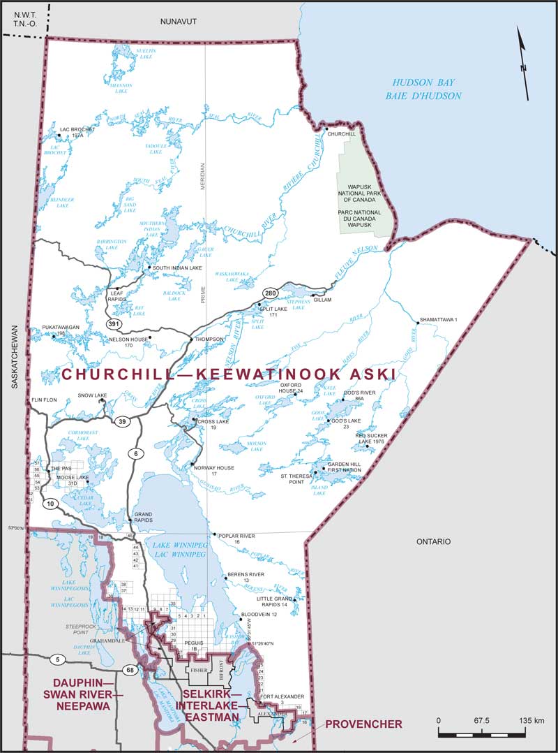 Map of Churchill—Keewatinook Aski electoral district