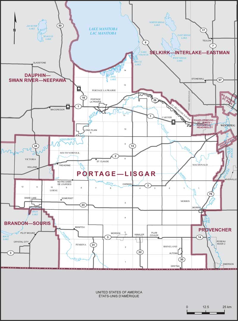 Map of Portage—Lisgar electoral district