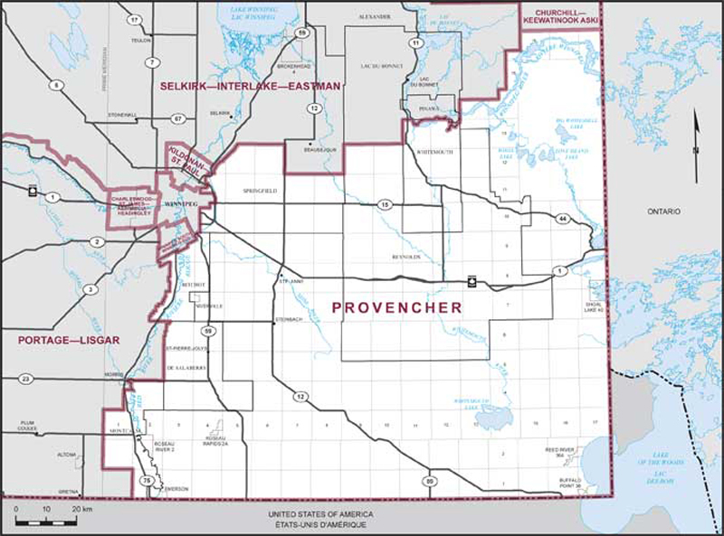 Map of Provencher electoral district