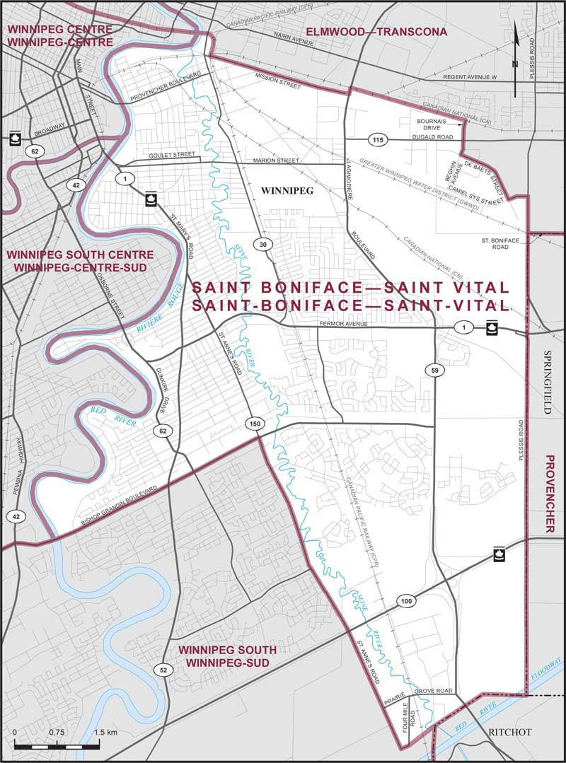 Map of Saint Boniface—Saint Vital electoral district